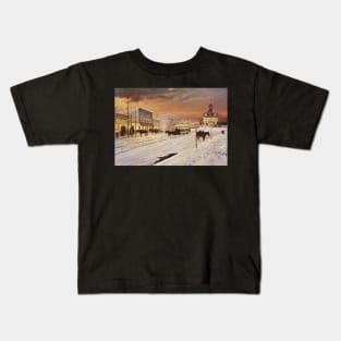 Cottonwood In Winter Oil on Canvas Kids T-Shirt